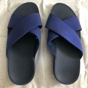 Fitflop blue shimmer suede sandals size 7